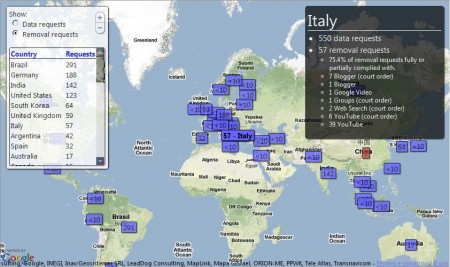 google map italy data removal requests